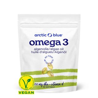 Arctic Blue Vegan Omega 3 Algae, 250 mg DHA & Vitamin D 400 IU, 90 kapslí  Doplněk stravy