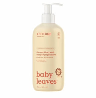 Attitude - Dětské tělové mýdlo a šampon 2v1 - Baby leaves s vůní hruškové šťávy, 473ml