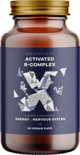 BrainMax Activated B-Complex, Aktivovaný B Komplex, 90 rostlinných kapslí  Aktivní formy vitamínů B pro podporu energie a nervového systému, doplněk…
