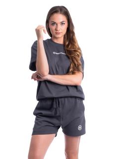 BrainMax bavlněné oversized triko & kraťasy set, tmavě šedá  Bavlněné tričko a kraťasy ve tmavě šedém provedení Velikost: XL