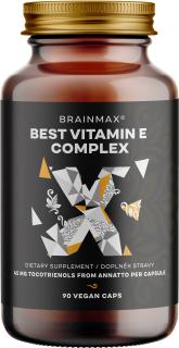 BrainMax Best Vitamin E Complex, Tokotrienoly v přírodní formě, 90 rostlinných kapslí  Nejsilnější forma vitamínu E, 50x silnější než běžný vitamín E,…