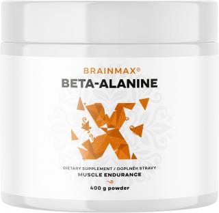 BrainMax Beta-alanine, Beta alanin, 400 g  Aminokyselina pro vyšší výkon, oddálení únavy, lepší vytrvalost a podporu regenerace, 266 dávek, doplněk…