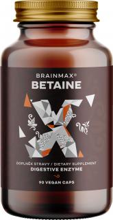 BrainMax Betaine HCl, Betain HCl a hořec žlutý, 700 mg, 90 kapslí  Enzym pro podporu trávení a snadnější vstřebávání živin, doplněk stravy