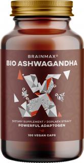 BrainMax BIO Ashwagandha (ašvaganda), 560 mg, 100 rostlinných kapslí  Zvládněte lépe stres, buďte více v klidu a podpořte své reprodukční zdraví!…
