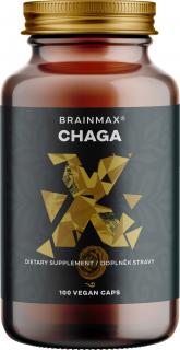 BrainMax Chaga extrakt, 50 % polysacharidů a 20 % beta-1,3/1,6 D-glukanů, 500 mg, 100 rostlinných kapslí  Extrakt z plodnice Chagy sibiřské, doplněk…