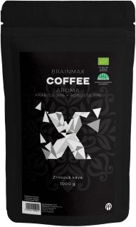 BrainMax Coffee Aroma (Arabica 30% + Robusta 70%), zrnková káva, BIO, 1000 g *CZ-BIO-001 certifikát  *CZ-BIO-001 certifikát