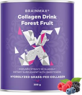 BrainMax Collagen Drink, kolagen nápoj, lesní ovoce 300 g  Hydrolyzovaný grass-fed kolagen, téměř 9000 mg na dávku! Doplněk stravy