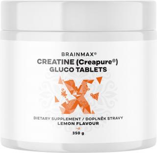 BrainMax Creatine Creapure® Gluco tablets, Lemon, Kreatin monohydrát tablety, Citrón, 350 g, 115 tablets  Patentovaný kreatin Creapure® v citrónových…