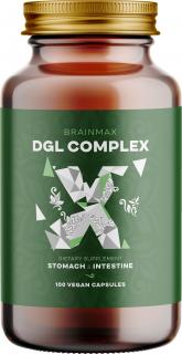 BrainMax DGL Complex (Deglycyrrhizinovaná lékořice), 100 rostlinných kapslí  Speciálně upravený extrakt lékořice s aloe vera pro podporu trávicího…