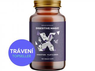 BrainMax Digestive Magic, Trávicí Enzymy, 100 rostlinných kapslí  Komplex trávicích enzymů a bylin pro zklidnění žaludku a zmírnění nadýmání, doplněk…