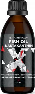 BrainMax Fish Oil & Astaxanthin, Super Omega 3, 3000 mg DHA a EPA, 275 ml  Prémiový rybí olej, omega 3, BIO olivový olej, polyfenoly, BIO astaxanthin,…