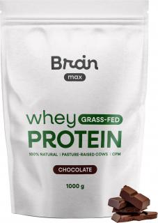BrainMax Grass-fed Whey Protein, Čokoláda, 1000 g  Mikrofiltrovaný nedenaturovaný protein z mléka krav krmených trávou, 28 dávek, doplněk stravy