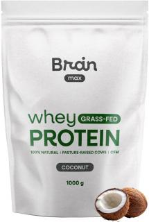 BrainMax Grass-fed Whey Protein, Kokos, 1000 g  Mikrofiltrovaný nedenaturovaný protein z mléka krav krmených trávou, 28 dávek, doplněk stravy