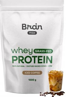 BrainMax Grass-fed Whey Protein, Ledová káva, 1000 g  Mikrofiltrovaný nedenaturovaný protein z mléka krav krmených trávou, 28 dávek, doplněk stravy