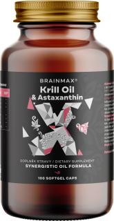 BrainMax Krill Oil s astaxanthinem, 500 mg, 100 softgel kapslí  Omega 3 olej z krillu s astaxanthinem a fosfolipidy, doplněk stravy