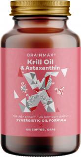 BrainMax Krill Oil s astaxanthinem, 500 mg, 100 softgel kapslí  Omega 3 olej z krillu s astaxanthinem a fosfolipidy