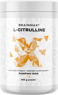 BrainMax L-Citrulline, L-citrulin, 500 g  Aminokyselina pro pumpu, zvýšení výkonu a síly, doplněk stravy