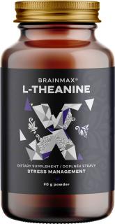 BrainMax L-Theanine, L-theanin v prášku, 90 g  Aminokyselina k navození pocitů relaxace, snížení stresu a mentální bdělosti, doplněk stravy