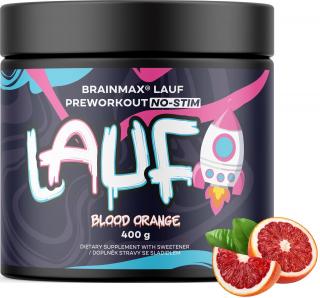 BrainMax LAUF Preworkout, bez kofeinu, červený pomeranč, 400 g  Předtréninkovka pro podporu výkonu bez kofeinu, NO-STIM, doplněk stravy