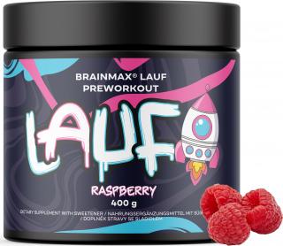 BrainMax LAUF Preworkout, s kofeinem, 400 g  Předtréninkovka pro podporu výkonu s kofeinem, STIM, doplněk stravy Příchuť: Malina