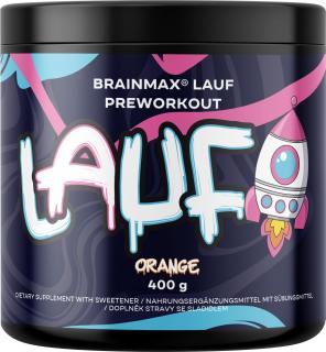 BrainMax LAUF Preworkout, s kofeinem, červený pomeranč, 400 g  Předtréninkovka pro podporu výkonu s kofeinem, STIM