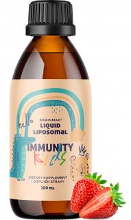 BrainMax Lipozomální Komplex Vitamínů pro děti, Podpora Imunity, jahoda, 200 ml  BrainMax Liquid Liposomal Immunity Kids, Vitamin C, D, Zinek a Beta…