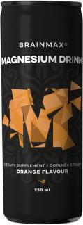 BrainMax Magnesium drink 375 mg, hořčík, 250 ml  Osvěžující nápoj s obsahem magnesia malátu, doplněk stravy Příchuť: Pomeranč