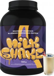 BrainMax Milkshake Protein, 1000 g  BIO syrovátka + BIO mléčný protein, doplněk stravy Příchuť: Borůvkový cheesecake