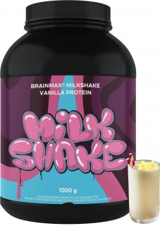 BrainMax Milkshake Protein, 1000 g  BIO syrovátka + BIO mléčný protein, doplněk stravy Příchuť: Vanilka