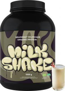 BrainMax Milkshake Protein, bez příchutě, BIO, 1000 g  BIO syrovátka + BIO mléčný protein, doplněk stravy, *CZ-BIO-001 certifikát