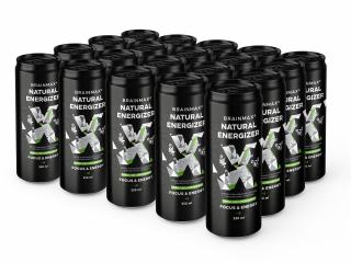 BrainMax Natural Energizer, energetický drink, Jablko, limetka, 20x250 ml  Perlivý energetický nápoj, podpora mentálního i fyzického výkonu, doplněk…