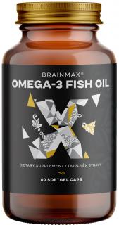 BrainMax Omega-3 Fish Oil, 60 softgel kapslí  Prémiový rybí olej, 300 mg EPA a 200 mg DHA v každé kapsli, 30 dávek, doplněk stravy