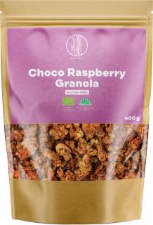 BrainMax Pure Choco Raspberry Granola, granola s čokoládou a malinami, BIO, 400 g  *CZ-BIO-001 certifikát / Zapečené vločky s čokoládou a malinami