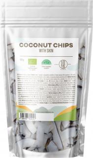 BrainMax Pure Coconut Chips with skin, Kokosové chipsy se slupkou, BIO, 100 g  *CZ-BIO-001 certifikát