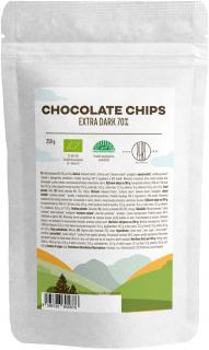 BrainMax Pure Dark Chocolate 70% Chips, čokoládové pecičky z hořké čokolády, BIO, 250 g  *CZ-BIO-001 certifikát