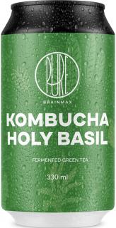BrainMax Pure Kombucha Holy Basil, Kombucha, bazalka, 330 ml  Fermentovaný nápoj ze zeleného čaje