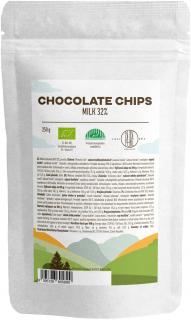 BrainMax Pure Milk Chocolate Chips, čokoládové pecičky z mléčné čokolády, BIO, 250 g  *CZ-BIO-001 certifikát