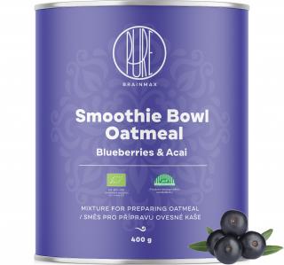 BrainMax Pure Ovesná kaše, acai a borůvky, BIO, 400 g  Zdravá snídaně s bezlepkovou smoothie bowl kaší/ *CZ-BIO-001 certifikát
