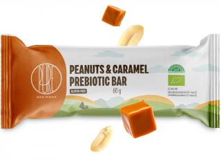 BrainMax Pure Peanuts & Caramel Prebiotic Bar, prebiotická tyčinka, arašídy a karamel, BIO, 60 g  *CZ-BIO-001 certifikát/ tyčinka s vlákninou, arašídy…
