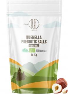 BrainMax Pure Prebiotic Balls Buenella, Prebiotické kuličky, Buenella, BIO, 8 ks  Kuličky s kukuřičnou vlákninou s lískooříškovým krémem, *CZ-BIO-001…