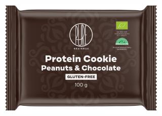 BrainMax Pure Protein Cookie, Arašídy & Čokoláda, BIO, 100 g  Proteinová sušenka s hořkou čokoládou a arašídy / *CZ-BIO-001 certifikát