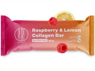 BrainMax Pure Raspberry & Lemon Collagen Bar, Kolagenová tyčinka, Malina a citron, 60 g  7 g grass-fed kolagenu, 14 g bílkovin, 11 g vlákniny