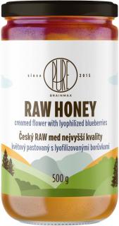 BrainMax Pure RAW med květový s borůvkami, 500 g  RAW med s lyofilizovanými borůvkami