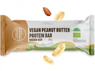 BrainMax Pure Vegan Peanut Butter Protein Bar, Veganská proteinová tyčinka, Arašídové máslo, BIO, 60 g  *CZ-BIO-001 certifikát