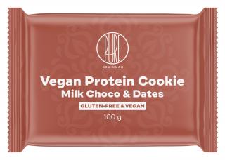 BrainMax Pure Vegan Protein Cookie, Mléčná čokoláda & Datle, 100 g  Proteinová veganská sušenka s mléčnou čokoládou a datlemi