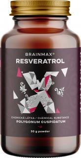BrainMax Resveratrol Powder, resveratrol prášek, 50 g  Přírodní resveratrol z křídlatky japonské, čistota 99%