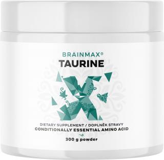 BrainMax Taurine Powder, Taurin v prášku, 300 g  Aminokyselina podporující energii, funkce svalů, mozku i srdce, 150 dávek, doplněk stravy