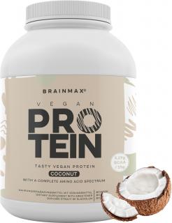 BrainMax Vegan protein, 1000 g  24 g bílkovin, 5,29 g BCAA, Kompletní Amino spektrum, Slazeno stévií, doplněk stravy Příchuť: Kokos