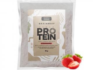 BrainMax Vegan protein, jahoda, 35 g  24 g bílkovin, 5,29 g BCAA, Kompletní Amino spektrum, Slazeno stévií, doplněk stravy
