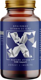 BrainMax Vitamin D3 & K2, D3 5000 IU / K2 jako MK7 150 mcg, 100 rostlinných kapslí